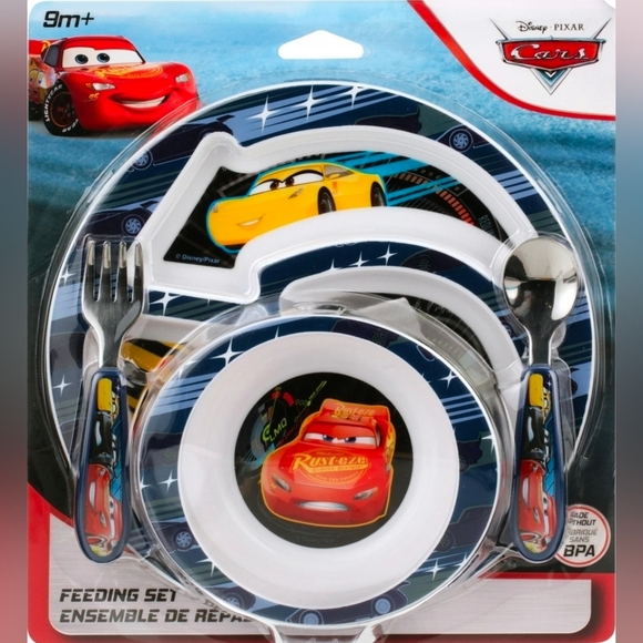 Other - Disney Pixar Cars 3 Feeding Set, Toddler Plate, Bowl, Knife &amp; Fork Set